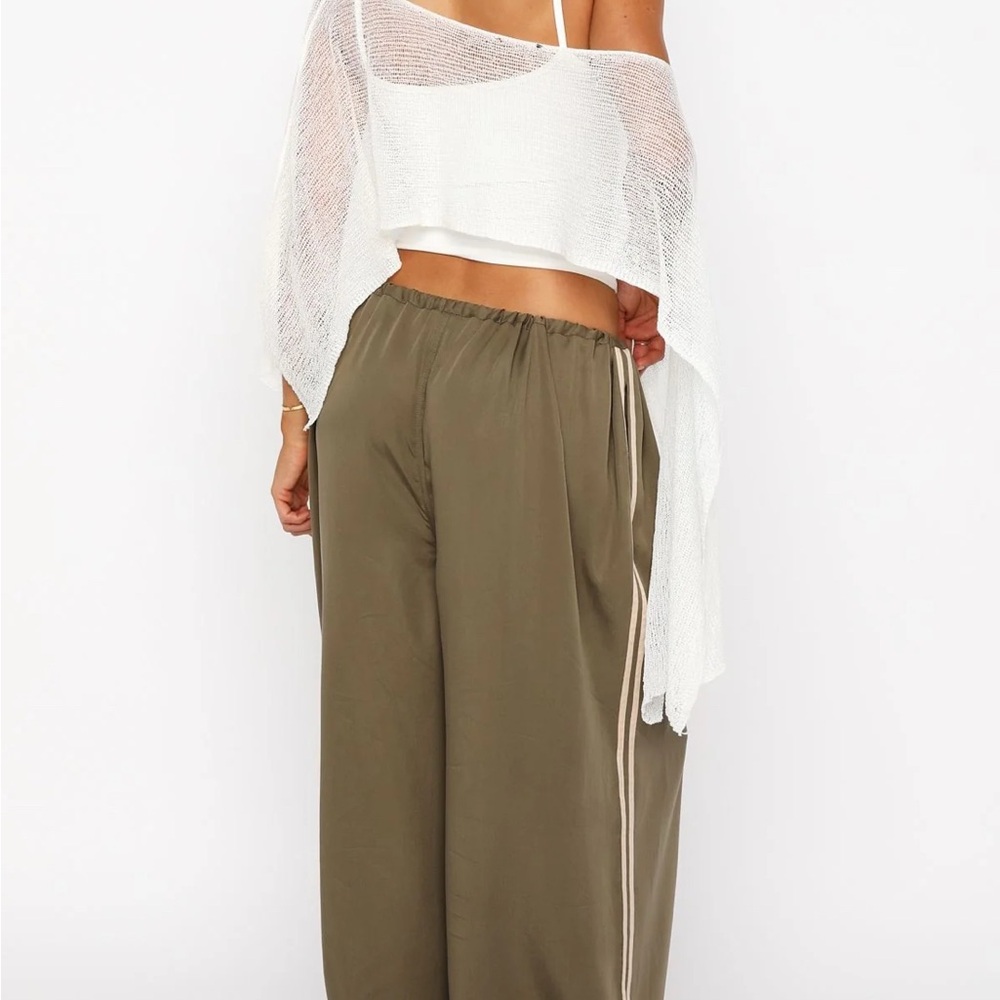 White Fox Boutique Olive Wide Leg Drawstring Pants - Picture 2 of 3
